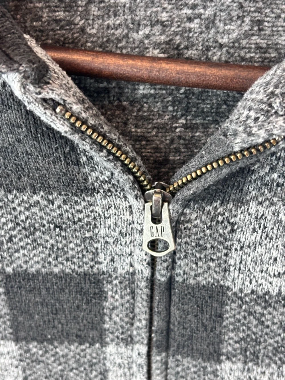 GAP Kids Black & Gray Plaid Zip Hoodie